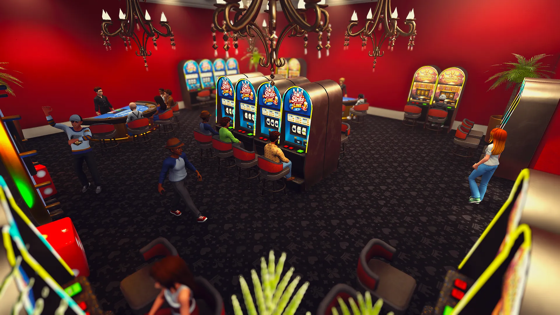 The casino floor with slot machines and tables
